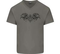 St Georges Giorno Romano Teschio Ali Pantera Uomo Scollo A V Cotone T-Shirt