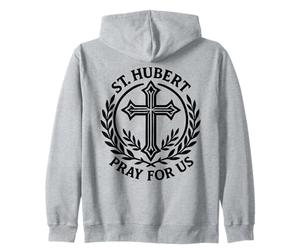 St. Hubert Prega per Noi Caccia Santo Patronato Felpa con Cappuccio
