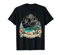 St. John Isole Vergini Americane Spiaggia Tropicale Emblema Vintage Maglietta