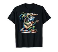 St. Johns Iguana suonare la chitarra sotto una palma Maglietta