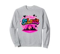 St Louis Missouri Retro Skyline Arco Tramonto Design Felpa
