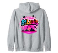 St Louis Missouri Retro Skyline Arco Tramonto Design Felpa con Cappuccio