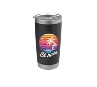 St Lucia Caraibi Vacanza Retro anni '80 Tropicale Bicchiere termico in acciaio inox doppia parete