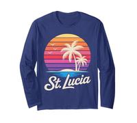 St Lucia Caraibi Vacanza Retro Anni '80 Tropicale Maglia a Manica