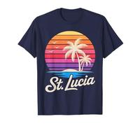 St Lucia Caraibi Vacanza Retro Anni '80 Tropicale Maglietta