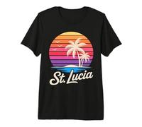 St Lucia Caraibi Vacanza Retro Anni '80 Tropicale Maglietta Premium