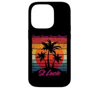 St Lucia Retro Palme Alba Suntan Tramonto Ripetere Custodia per iPhone 14 Pro