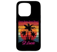 St Lucia Retro Palme Alba Suntan Tramonto Ripetere Custodia per iPhone 15 Pro