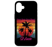 St Lucia Retro Palme Alba Suntan Tramonto Ripetere Custodia per iPhone 16 Plus