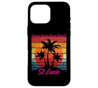 St Lucia Retro Palme Alba Suntan Tramonto Ripetere Custodia per iPhone 16 Pro Max