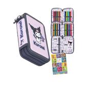 St. Majewski - Astuccio a 3 scomparti - Astuccio per ragazze e ragazzi - Astuccio a 3 scomparti - Astuccio imbottito per studenti e compiti a casa - Kuromi