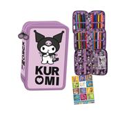 St. Majewski - Astuccio a 3 scomparti - Astuccio per ragazze e ragazzi - Astuccio a 3 scomparti - Astuccio imbottito per studenti e compiti a casa - Kuromi