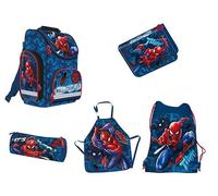 St. Majewski Spider-Man - Set di 5 zaini per la scuola, con 1 zip, per bambini, Blu, Classico
