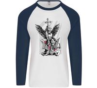St.Michael Uccisione il Diavolo Christian God Uomo L/S Baseball T-Shirt