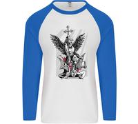 St.Michael Uccisione il Diavolo Christian God Uomo L/S Baseball T-Shirt