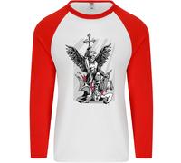 St.Michael Uccisione il Diavolo Christian God Uomo L/S Baseball T-Shirt
