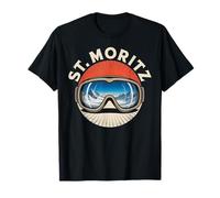 St. Moritz Inverno Sci Montagna Tramonto Avventura Maglietta