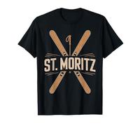 St. Moritz Inverno Sci Montagna Tramonto Avventura Maglietta