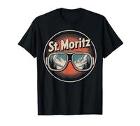 St. Moritz Inverno Sci Montagna Tramonto Avventura Maglietta