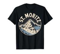 St. Moritz Inverno Sci Montagna Tramonto Avventura Maglietta