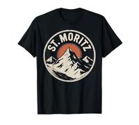 St. Moritz Inverno Sci Montagna Tramonto Avventura Maglietta