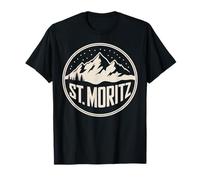 St. Moritz Inverno Sci Montagna Tramonto Avventura Maglietta