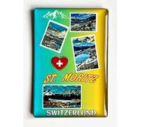 St.Moritz Magnete Svizzera Souvenir St.Moritz - Magnete per frigorifero St.Moritz, articolo regalo St.Moritz Fridge Magnet Switzerland