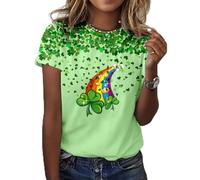 St Pa Day - Maglietta da donna con stampa alla moda, scollo rotondo, a maniche corte, Verde menta, L