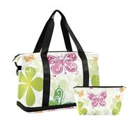 St. Patrick Green Boho Butterfly Grande Borsa da Palestra con Borsa da Toilette per Allenamento Grande Capacità, Farfalla boho verde San Patrizio, 1 size