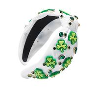 St. Patrick Headband | Irish Shamrock Knotted Styling Accessories | St. Patrick's Day Hair Accessories - for Women Girls Daily Wear Makeup Party Christmas Thanksgiving