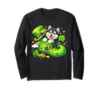 St Patrick’s Day Alaskan Malamute Leprechaun Shoe Shamrock Maglia a Manica