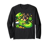 St Patrick’s Day German Shepherd Leprechaun Shoe Shamrock Maglia a Manica