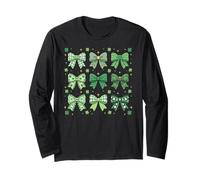 St Patrick’s Day Green Shamrock Bow Coquette St Patricks Day Maglia a Manica