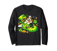 St Patrick’s Day Irish Australian Shepherd Leprechaun Shoe Maglia a Manica