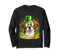 St Patrick’s Day Irish Beagle Lucky Shamrock Dog Lover Maglia a Manica