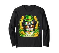 St Patrick’s Day Irish Bernese Mountain Dog Lucky Shamrock Maglia a Manica