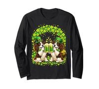 St Patrick’s Day Irish English Springer Spaniel Shamrock Maglia a Manica