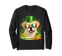 St Patrick’s Day Irish Labrador Retriever Lucky Shamrock Maglia a Manica