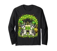 St Patrick’s Day Irish Miniature Schnauzer Beer Shamrock Men Maglia a Manica