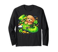 St Patrick’s Day Irish Poodle Leprechaun Shoe Shamrock Maglia a Manica