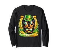 St Patrick’s Day Irish Rottweiler Lucky Shamrock Dog Lover Maglia a Manica