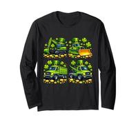 St Patrick’s Day Lucky Construction Trucks Shamrock Coins Maglia a Manica