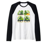 St Patrick’s Day Lucky Construction Trucks Shamrock Coins Maglia con Maniche Raglan