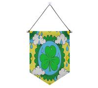 St. Patrick's Clover Verde appeso banner in tessuto con asta telescopica banner in tessuto appeso decorazioni per feste per Festival & giorno speciale banderitas para fiestas