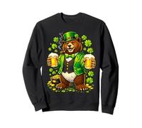 St Patricks Day Bear Leprechaun Hat Beer Shamrock Drinking Felpa