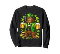 St Patricks Day Bigfoot Leprechaun Beer Shamrock Drinking Felpa