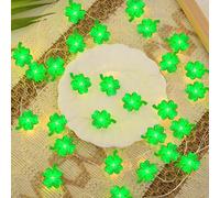 St patricks day - Catena di luci a forma di quadrifoglio, 2 m, 20 LED, decorazione a LED verde, adatta per interni ed esterni