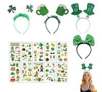 St. Patrick's Day Costume Accessori Decorazioni,Cravatta, Ensemble d’accessoires de la Saint-Patrick, Accessori per San Patrizio, Maturità dei capelli di Capodanno con motivo di trifoglio e design