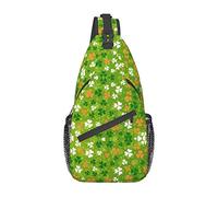 St. Patrick's Day Cute Shamrocks Sling Backpack, Travel Hiking Daypack Clover Crossbody Shoulder Bag