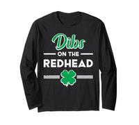 St Patricks Day Dibs On The Redhead Divertente Irlandese Uomini Donne Maglia a Manica